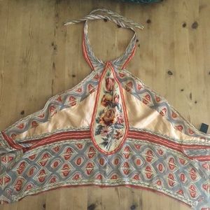 100% Silk tied halter top